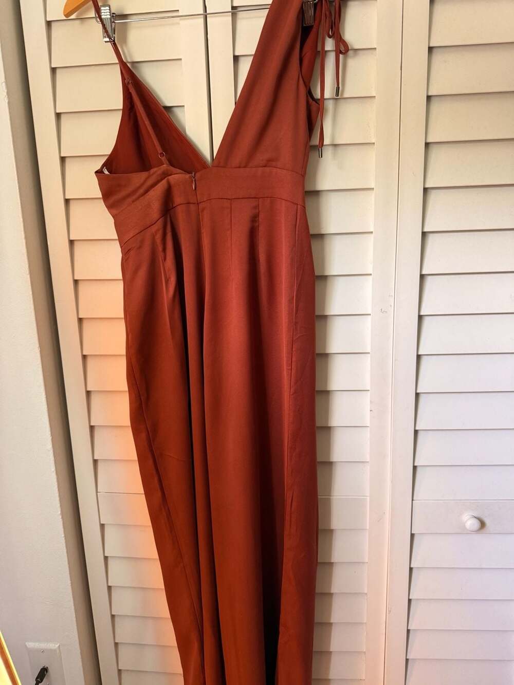 Lulus Rust Orange Sleeveless V-Neck Jumpsuit Size S
